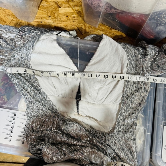 BA&SH silk blend Dara open-back ruched metallic fil coupé maxi dress NWT - Picture 5 of 7